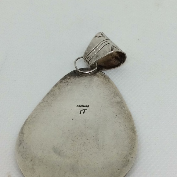 Nice turquoise pendant sterling tt signed - Picture 6 of 6